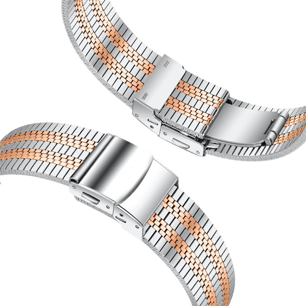 For Huawei Watch GT 42mm / 46mm Stainless Steel Watch Band Stylish 22mm Replacement Wrist Strap - Silver+Rose Gold - 3