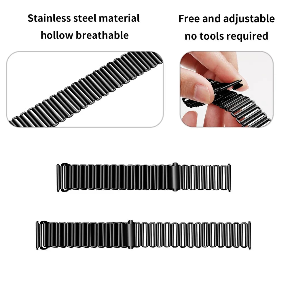For Garmin Vivomove 3 / GarminMove 3 Stainless Steel Watch Band 20mm Adjustable Wrist Strap - Black - 3