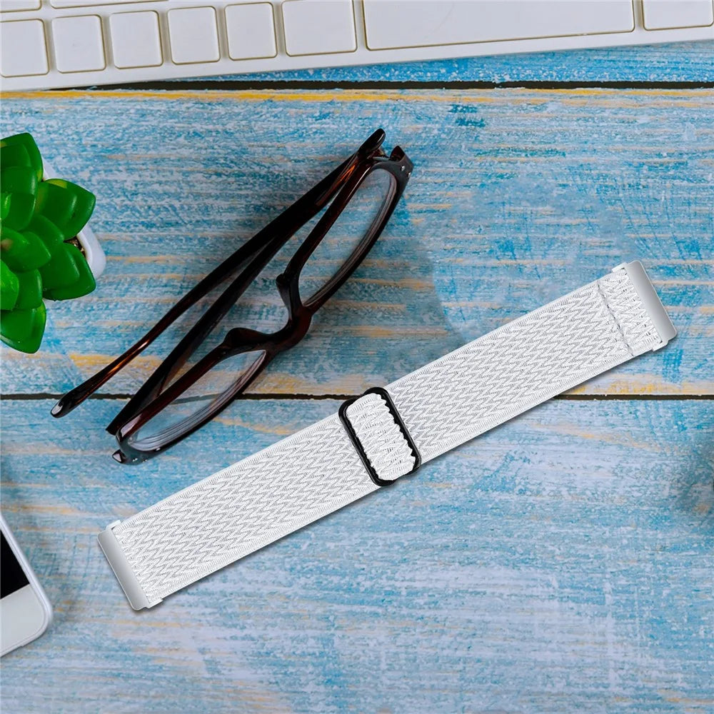 For Garmin Vivomove Style / GarminMove Style 20mm Elastic Watch Strap Replacement Watchband - White - 2