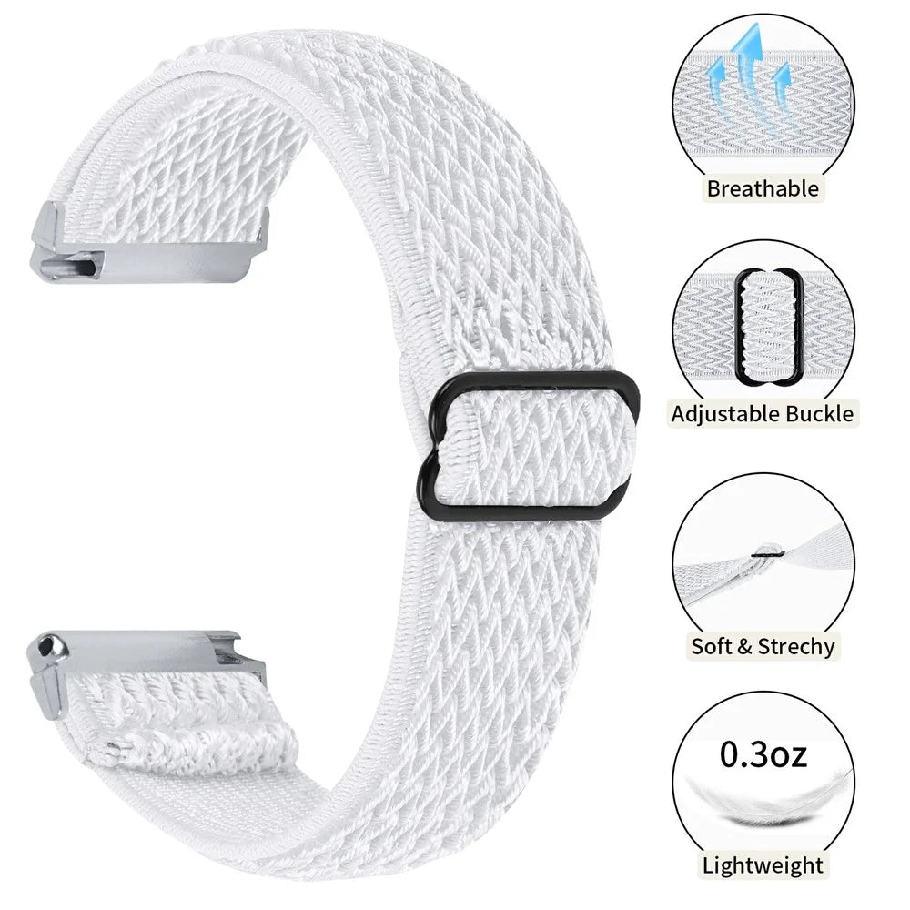 For Garmin Vivomove Style / GarminMove Style 20mm Elastic Watch Strap Replacement Watchband - White - 3