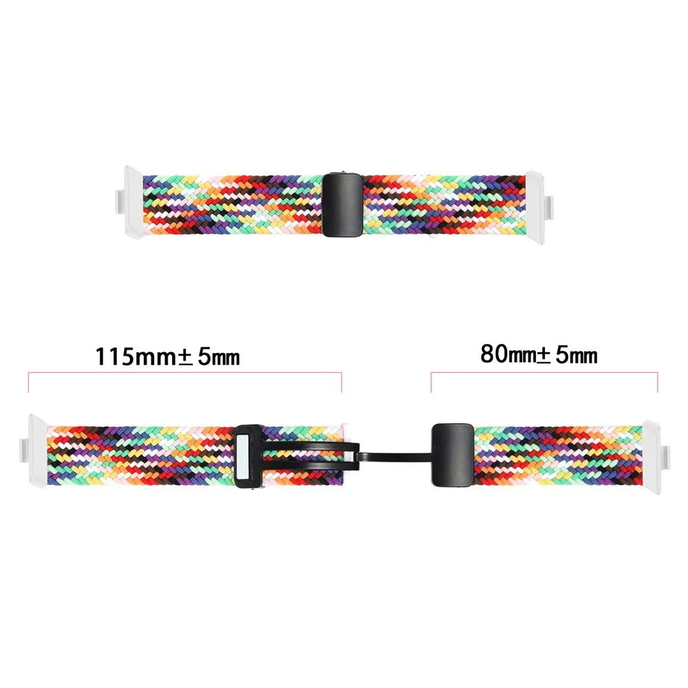 For Huawei Watch Fit 3 Replacement Braided Band Magnetic Buckle Watch Strap - Wave Pattern / Blue+White - 5