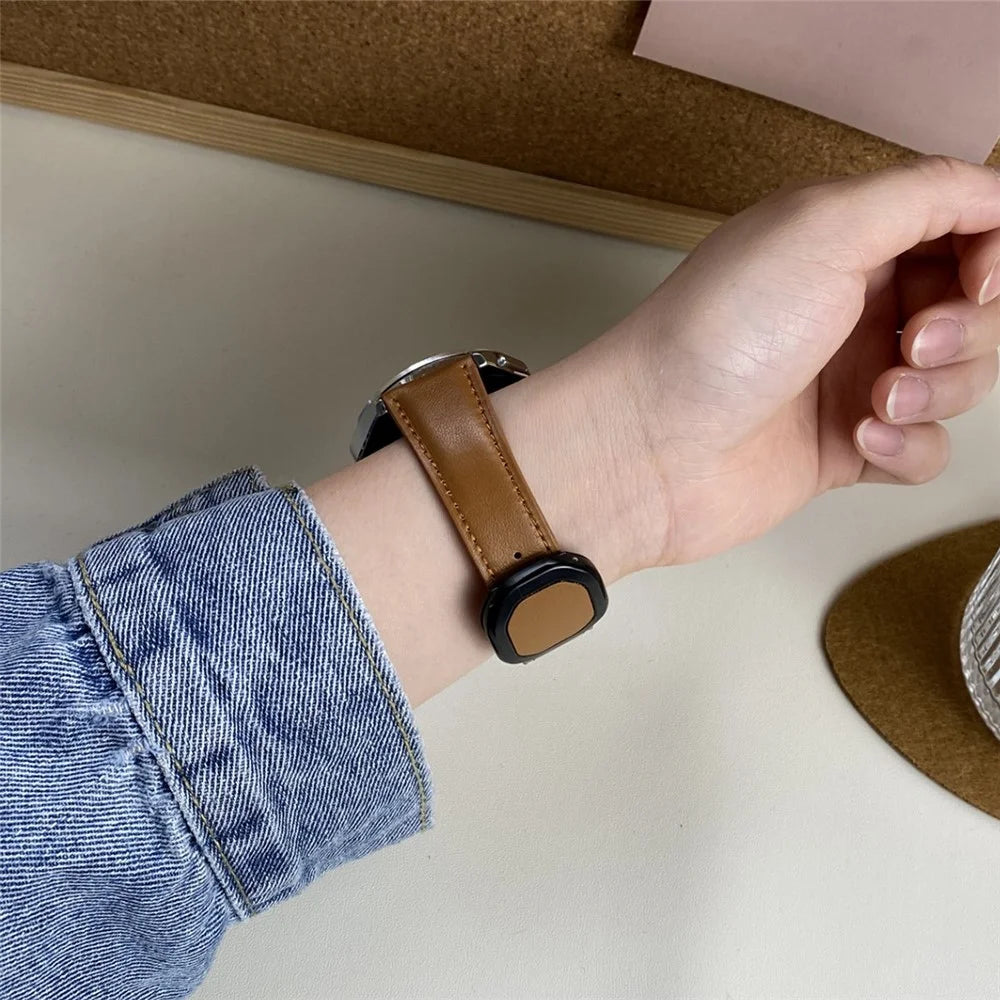 For Huawei Watch 4 Pro / 4 / GT 4 46mm Universal 22mm Magnetic Buckle Genuine Cow Leather Watch Strap - Brown - 5