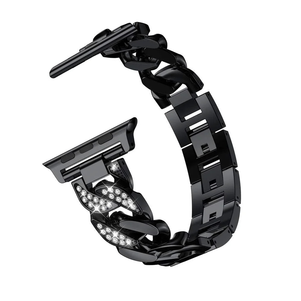 For Apple Watch Series 11 10 42mm / 9 8 7 41mm / SE3 SE2 SE 6 5 4 40mm / 3 2 1 38mm Watch Strap Zinc Alloy Band - Black - 5