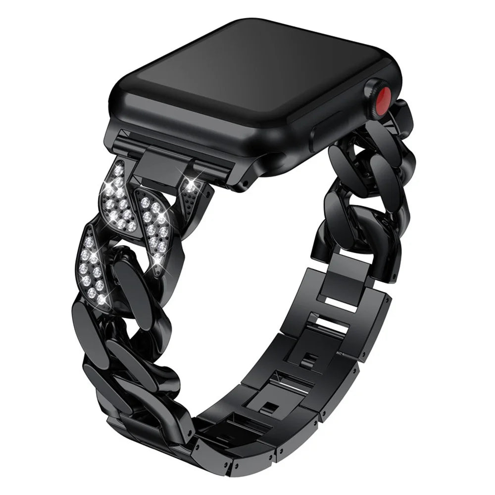 For Apple Watch Ultra 3 2 1 49mm / Series 11 10 46mm / 9 8 7 45mm / SE3 SE2 SE 6 5 4 44mm / 3 2 1 42mm Metal Watch Strap - Black - 2
