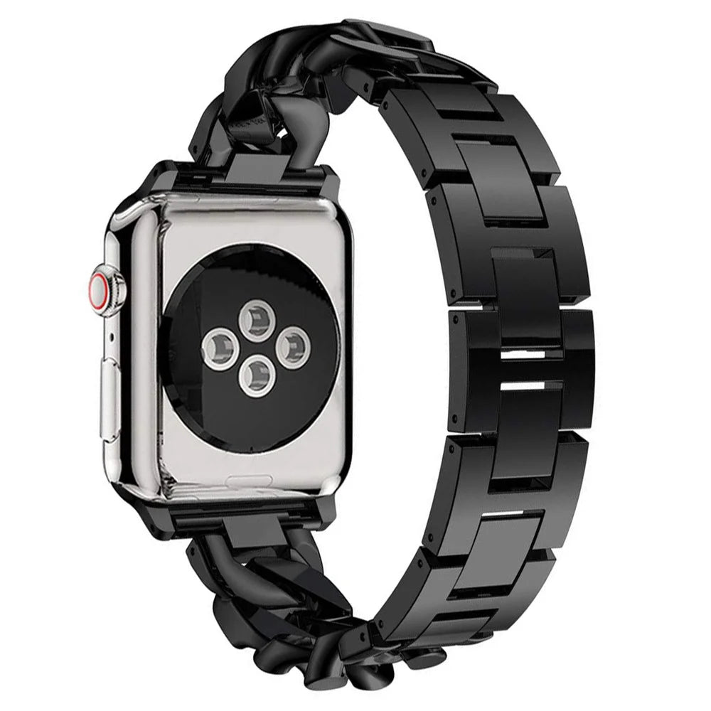 For Apple Watch Ultra 3 2 1 49mm / Series 11 10 46mm / 9 8 7 45mm / SE3 SE2 SE 6 5 4 44mm / 3 2 1 42mm Metal Watch Strap - Black - 3