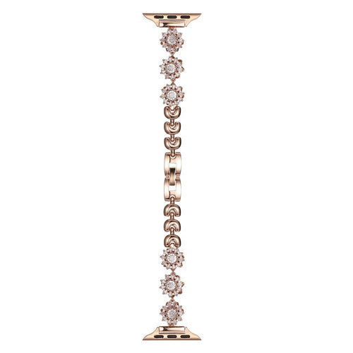 For Apple Watch Series 11 10 42mm / 9 8 7 41mm / SE3 SE2 SE 6 5 4 40mm / 3 2 1 38mm Zircon Wrist Strap - Rose Gold - 1