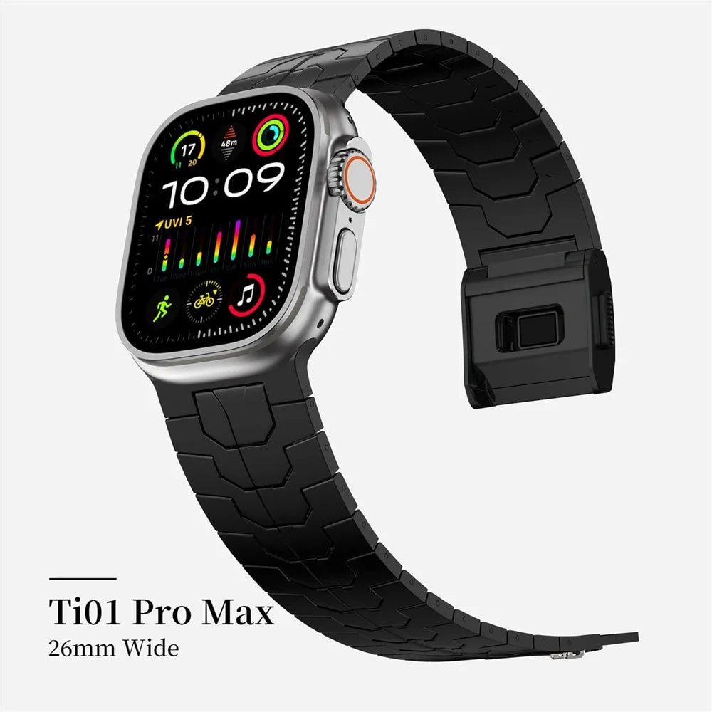 For Apple Watch Ultra 3 2 1 49mm / Series 11 10 46mm / 9 8 7 45mm / SE3 SE2 SE 6 5 4 44mm / 3 2 1 42mm Magnetic Buckle Watch Strap - Black - 3
