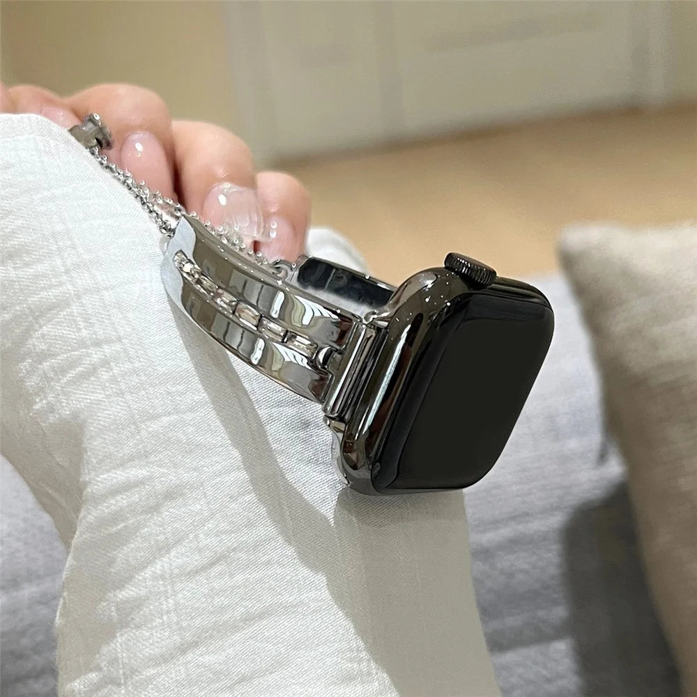 For Apple Watch Series 11 10 42mm / 9 8 7 41mm / SE3 SE2 SE 6 5 4 40mm / 3 2 1 38mm Wristband Alloy Bangle Bracelet - Silver - 3