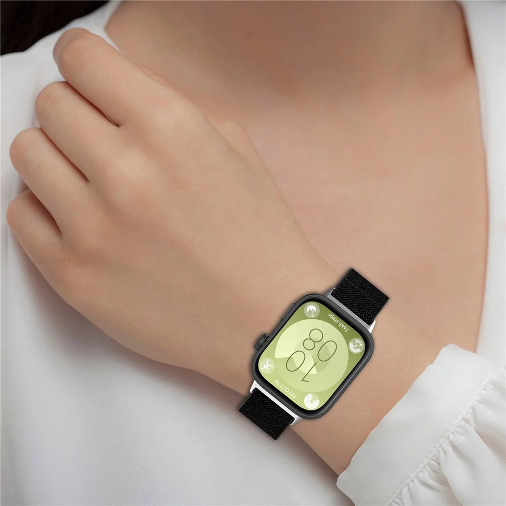 For Huawei Watch Fit 3 Nylon Strap Stretchy Solo Loop Sport Watch Bands - Black - 6