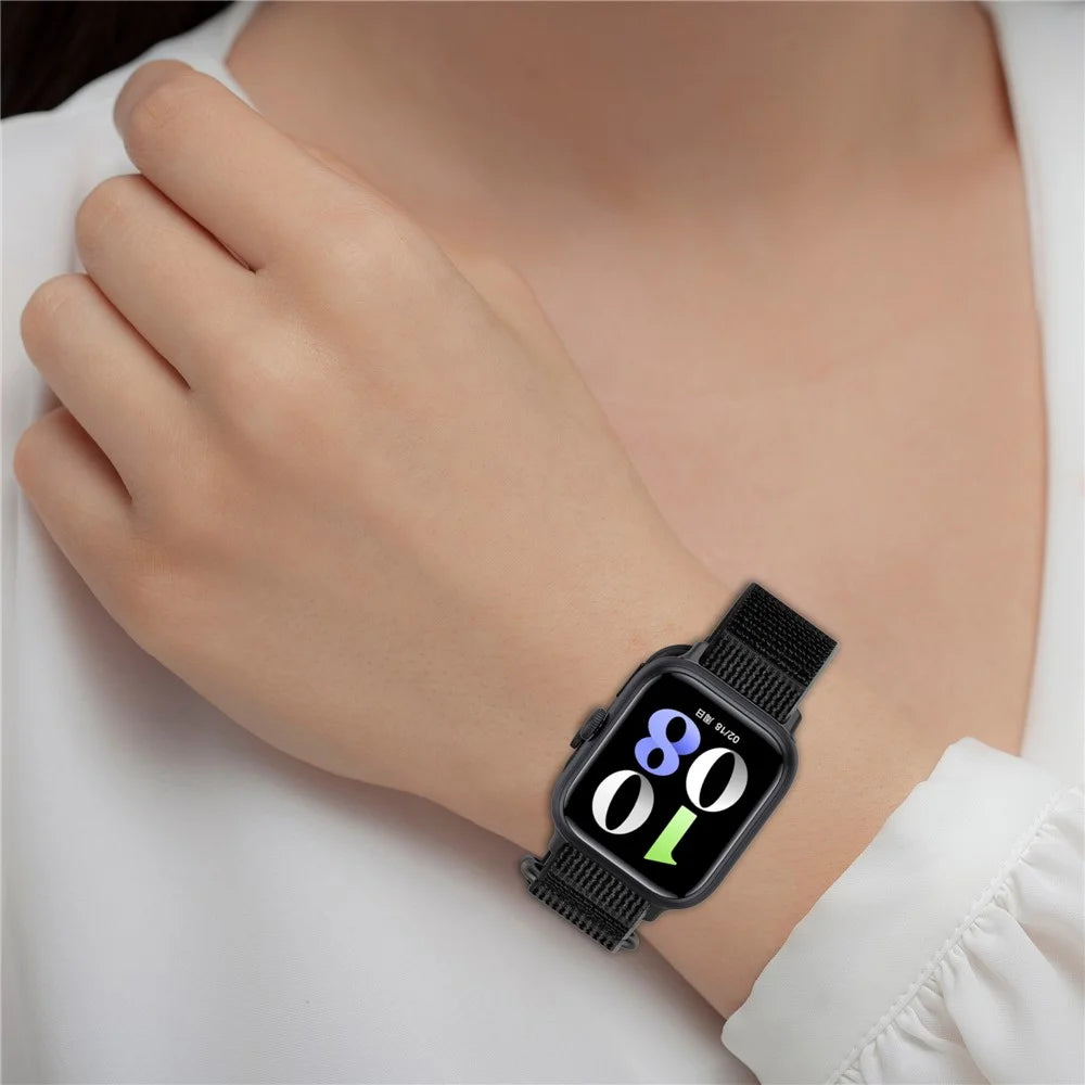 For vivo Watch GT Braided Wristband Nylon Sport Loop Watch Band - Black+Grey - 6