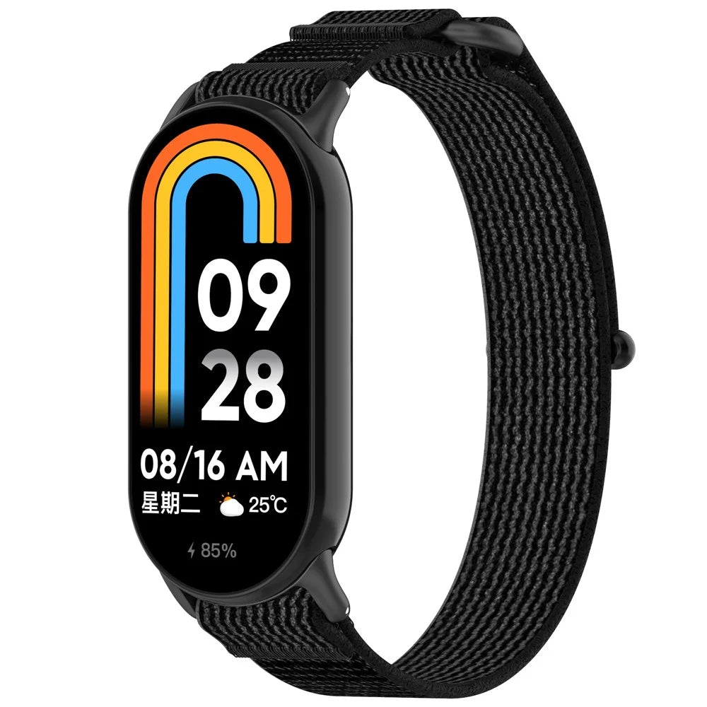 For Xiaomi Smart Band 9 NFC / 9 / 8 NFC / 8 Watch Strap Breathable Nylon Sport Strap - Black+Grey - 3