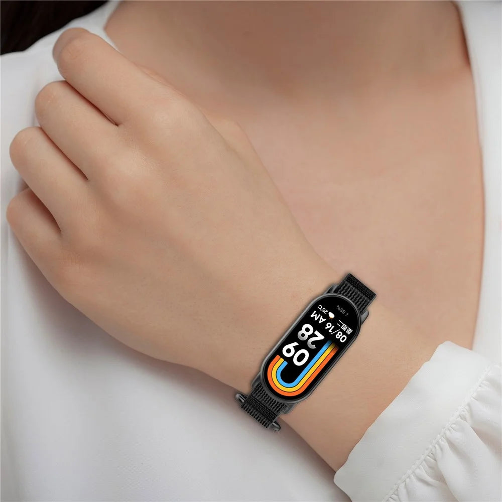 For Xiaomi Smart Band 9 NFC / 9 / 8 NFC / 8 Watch Strap Breathable Nylon Sport Strap - Black+Grey - 6