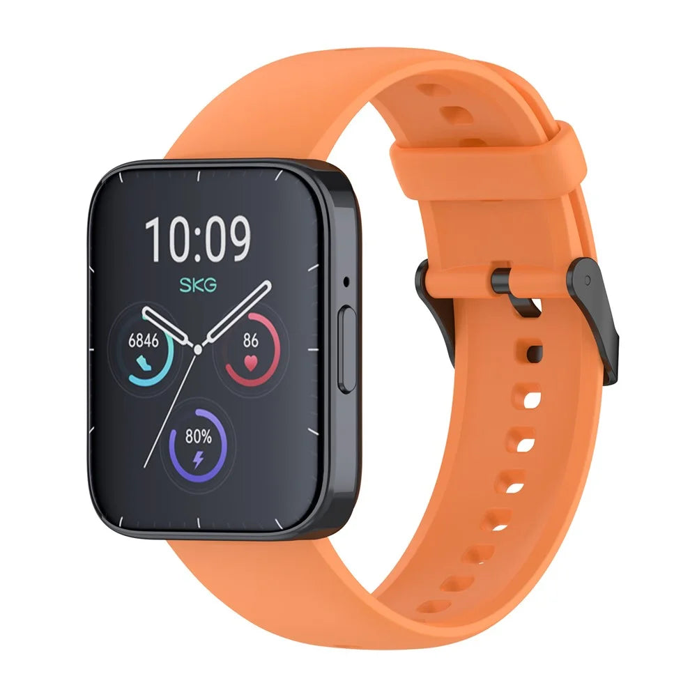 For SKG V9 / V9 Pro / Huami Amazfit Bip 5 / Bip 5 Unity Watch Strap Liquid Silicone Band Replacement - Orange - 4