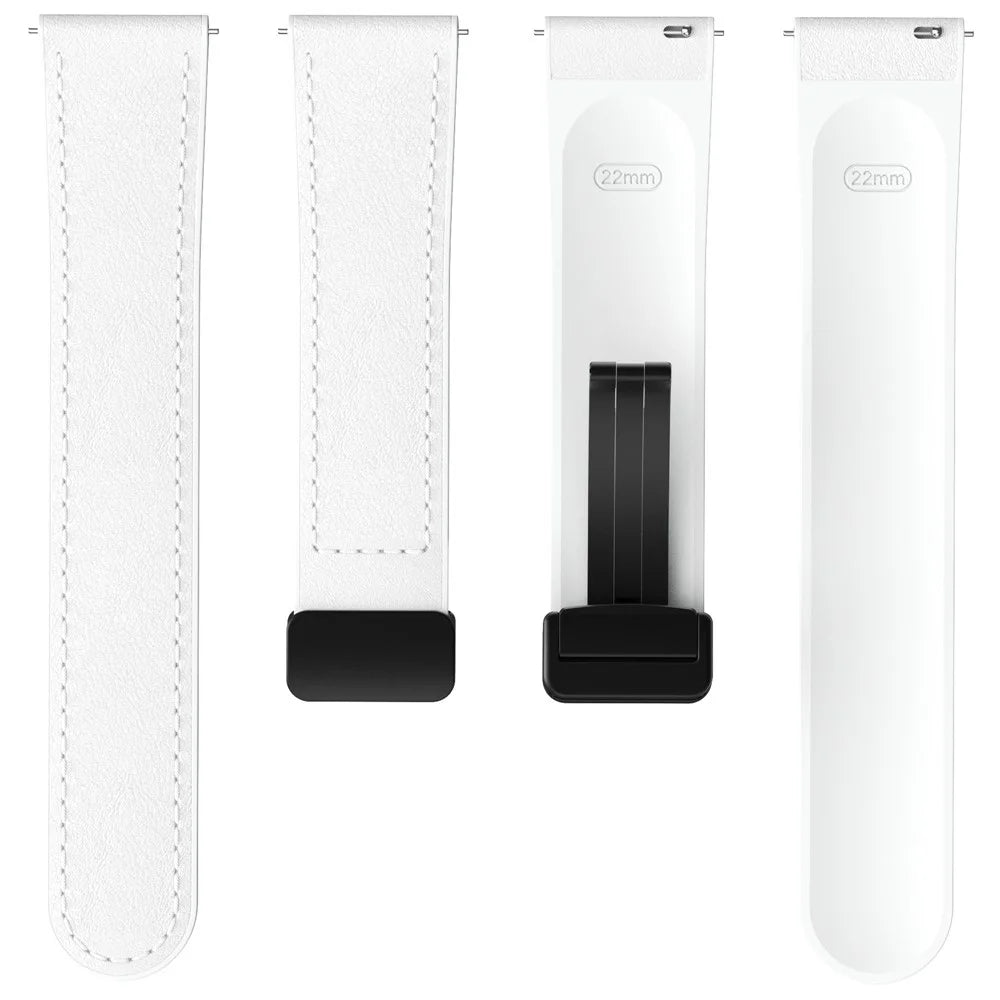 For Huawei Watch GT 3 42mm / GT 3 Pro 43mm Watch Band 20mm Leather Coated Silicone Strap with Magnetic Buckle - White - 4