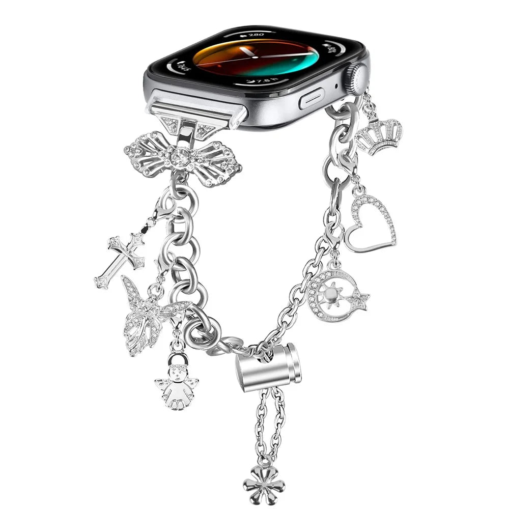 For Huawei Watch Fit 3 Rhinestones Decor Pendants Design Watch Strap Alloy Bracelet - Silver - 2