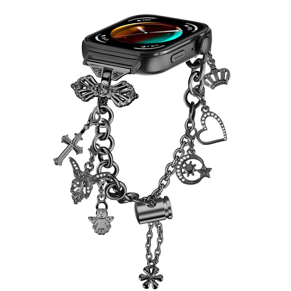 For Huawei Watch Fit 3 Pendants Design Rhinestones Decor Watch Strap Alloy Bracelet - Black - 2