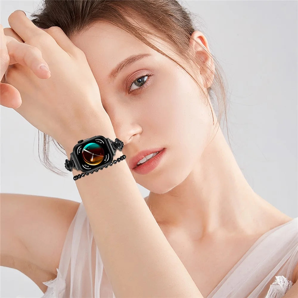 For Huawei Watch Fit 3 Metal Wrist Band Electroplating Watch Strap - Black - 4
