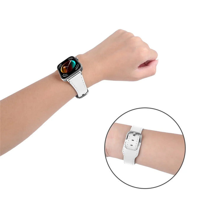 For Huawei Watch Fit 3 PU Leather Band Slim Watch Strap - White - 2