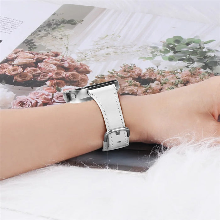 For Huawei Watch Fit 3 PU Leather Band Slim Watch Strap - White - 5