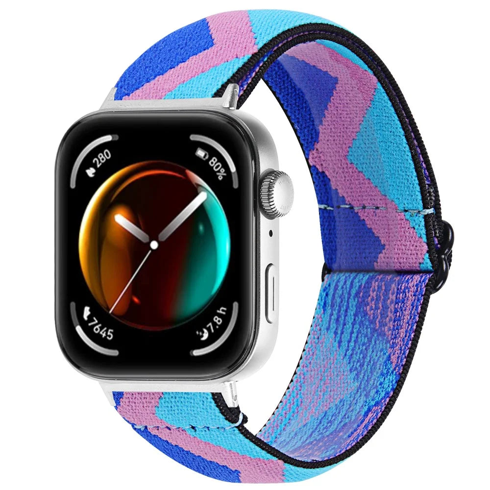 For Huawei Watch Fit 3 Nylon Watch Strap Pattern Print Adjustable Elastic Wrist Band - 1# - 2