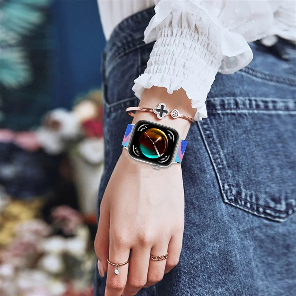 For Huawei Watch Fit 3 Nylon Watch Strap Pattern Print Adjustable Elastic Wrist Band - 1# - 4