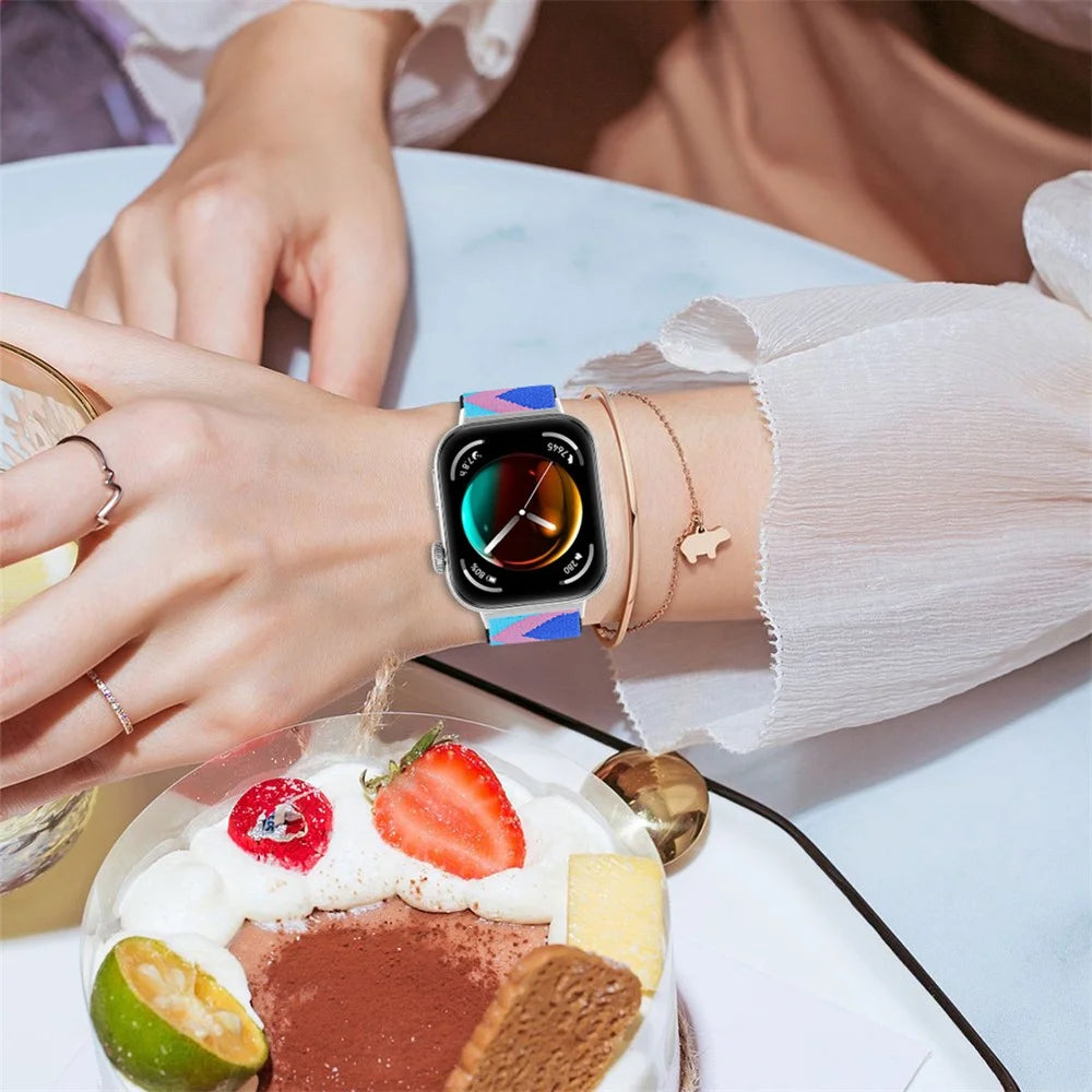 For Huawei Watch Fit 3 Nylon Watch Strap Pattern Print Adjustable Elastic Wrist Band - 1# - 5