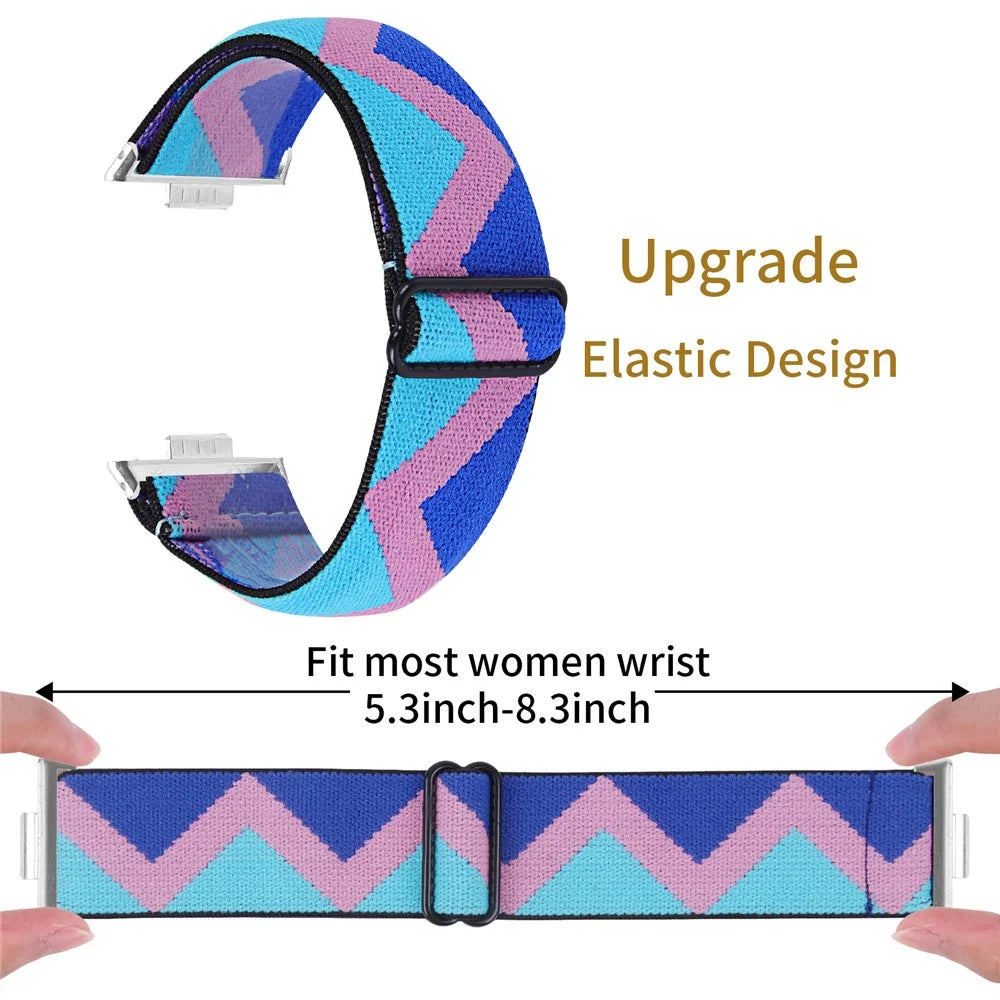 For Huawei Watch Fit 3 Nylon Watch Strap Pattern Print Adjustable Elastic Wrist Band - 1# - 6