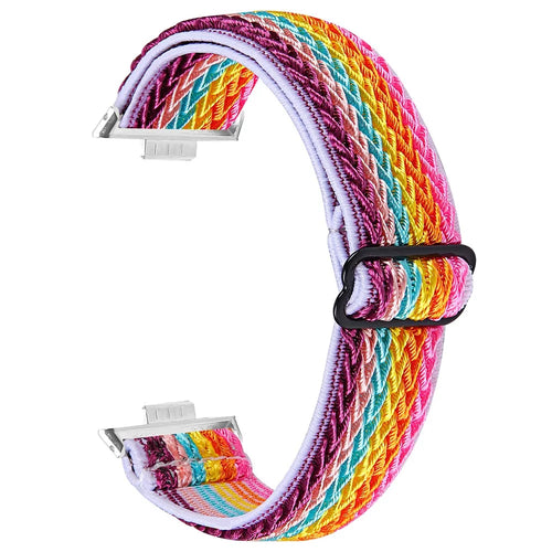 For Huawei Watch Fit 3 Adjustable Nylon Watch Band Wave Design Elastic Wrist Strap - Rainbow 2 - 1
