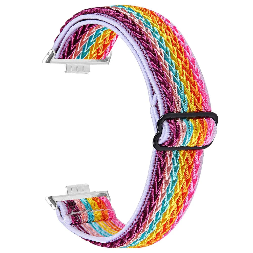 For Huawei Watch Fit 3 Adjustable Nylon Watch Band Wave Design Elastic Wrist Strap - Rainbow 2 - 1