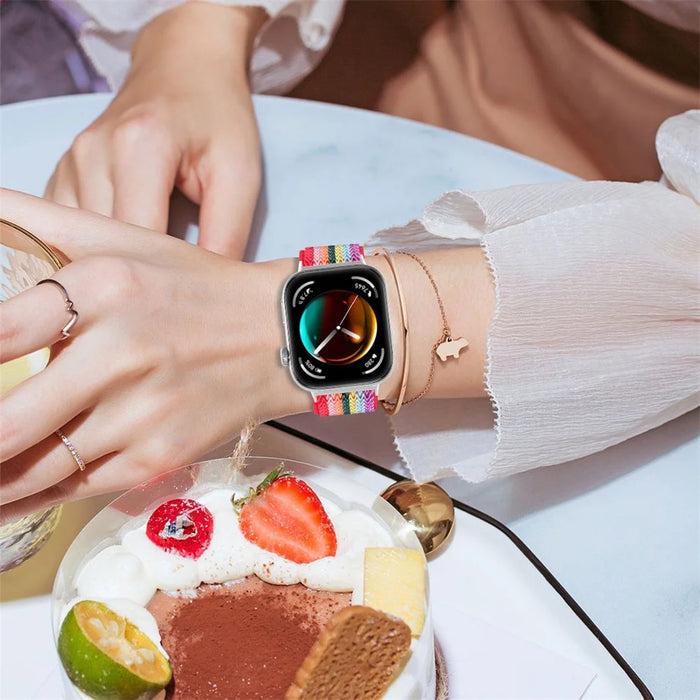 For Huawei Watch Fit 3 Adjustable Nylon Watch Band Wave Design Elastic Wrist Strap - Rainbow 2 - 5