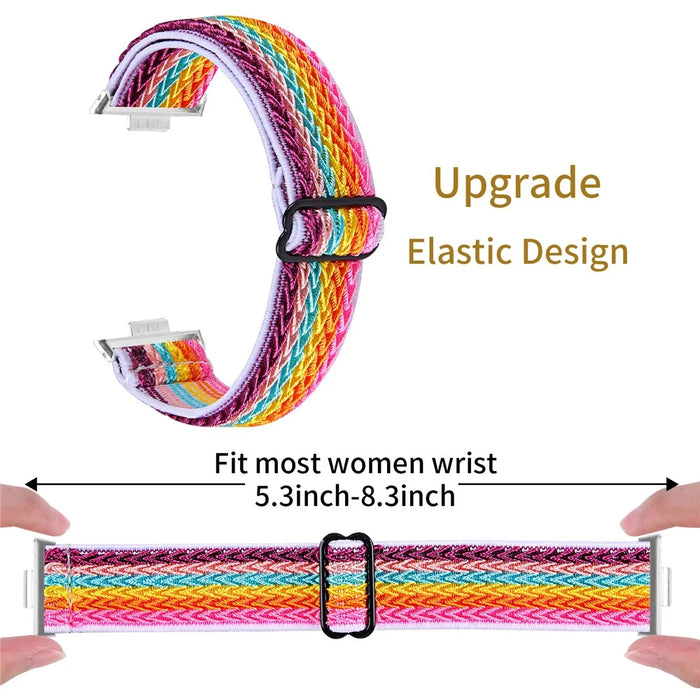 For Huawei Watch Fit 3 Adjustable Nylon Watch Band Wave Design Elastic Wrist Strap - Rainbow 2 - 6
