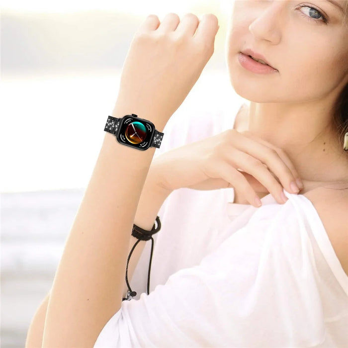 For Huawei Watch Fit 3 Metal Band Smart Watch Wrist Strap with Rhinestone - Black - 5