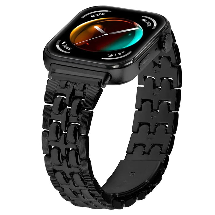 For Huawei Watch Fit 3 Metal Watch Band Cross Design Replacement Strap - Black - 2