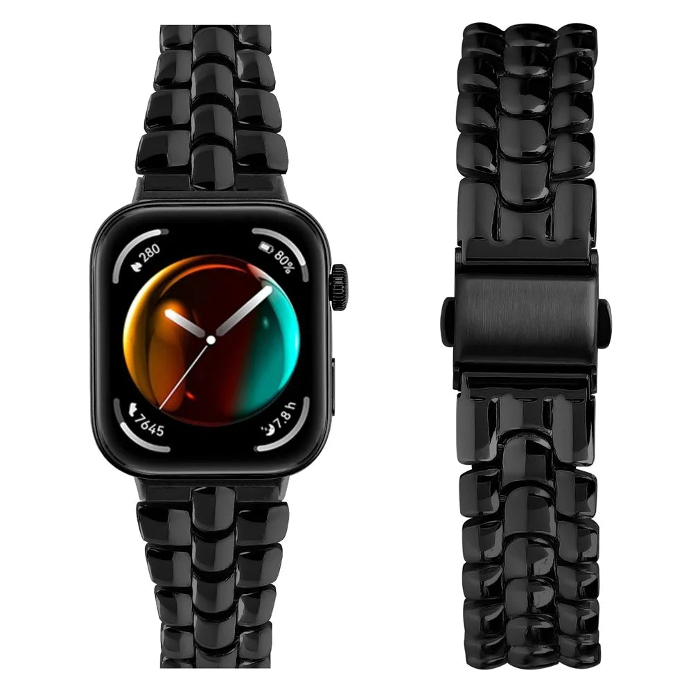 For Huawei Watch Fit 3 Watch Band Fishbone Design Wrist Strap Bracelet - Black - 3
