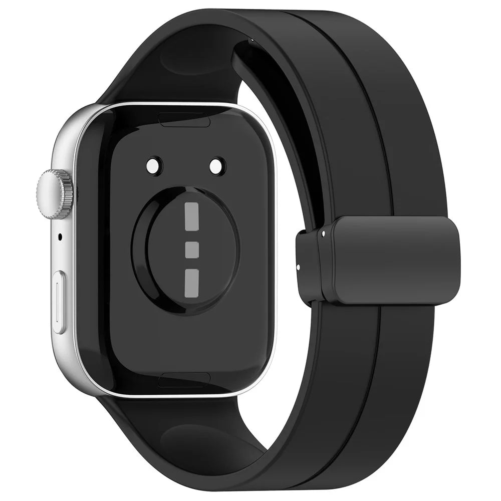 For Huawei Watch Fit 3 Silicone Watch Band Strap with Magnetic Folding Buckle - Black - 1