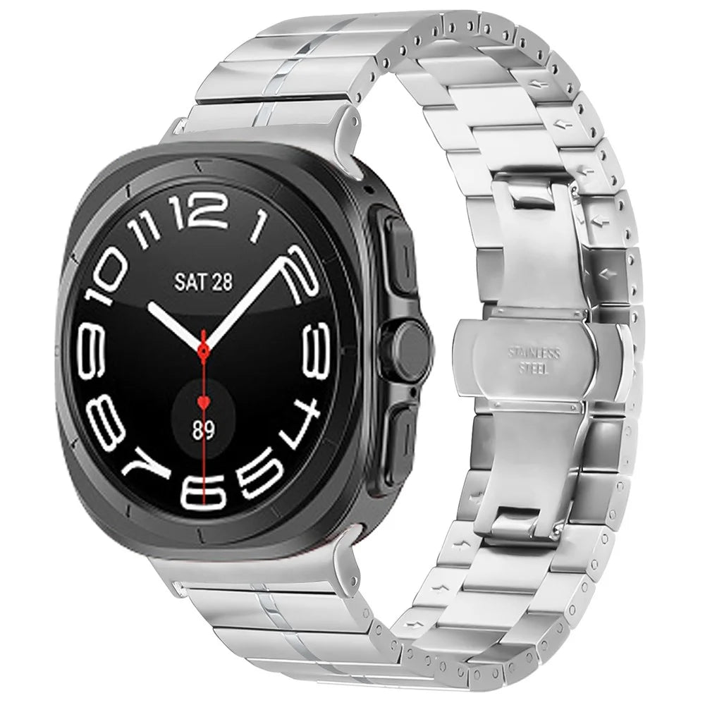 For Samsung Galaxy Watch Ultra2 47mm / Watch Ultra (2025) 47mm / Watch Ultra 47mm Watch Band Stainless Steel Wrist Strap Replacement - Silver - 3