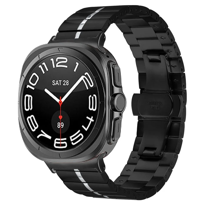 For Samsung Galaxy Watch Ultra2 47mm / Watch Ultra (2025) 47mm / Watch Ultra 47mm Band Stainless Steel 22mm Wrist Strap - Black / Silver - 3