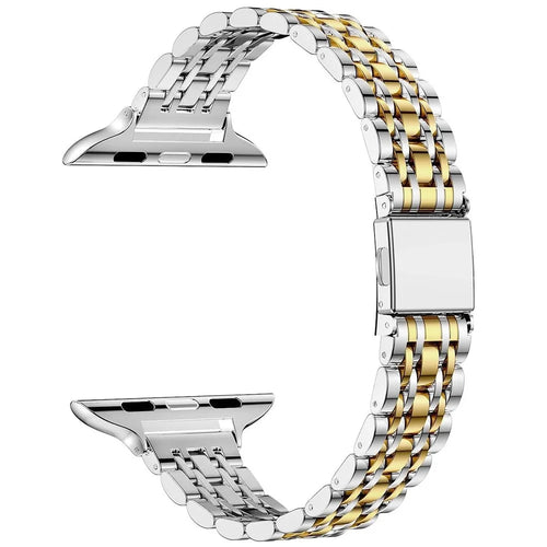 For Apple Watch Ultra 3 2 1 49mm / Series 11 10 46mm / 9 8 7 45mm / SE3 SE2 SE 6 5 4 44mm / 3 2 1 42mm Metal Strap - Silver / Gold - 1