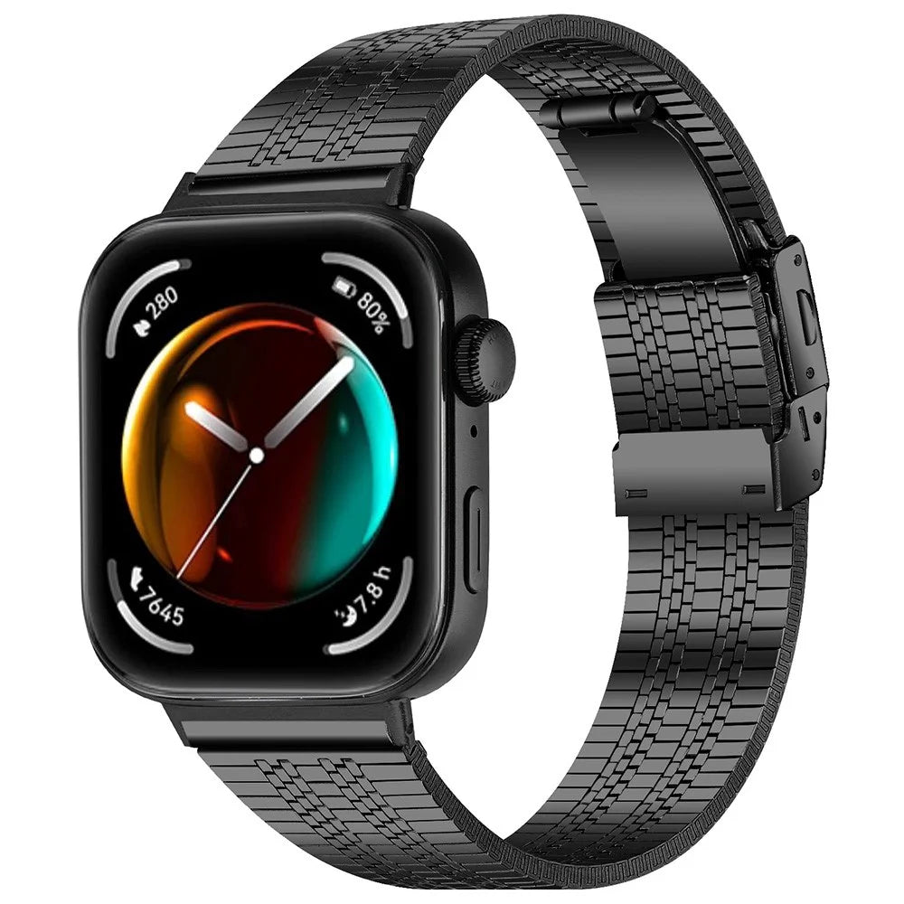 For Huawei Watch Fit 3 Replacement Band 316L Stainless Steel Metal Strap, Black - 2