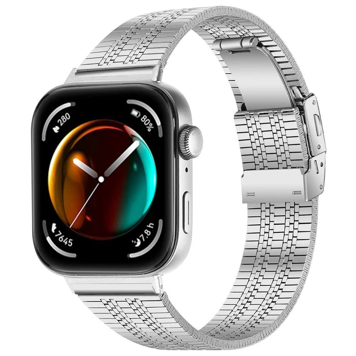 For Huawei Watch Fit 3 Replacement Band 316L Stainless Steel Metal Strap, Silver - 2