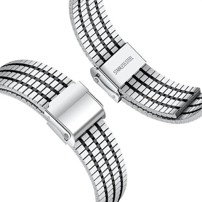 For Huawei Watch Fit 3 Band 316L Stainless Steel Replacement Strap - Silver / Black - 3