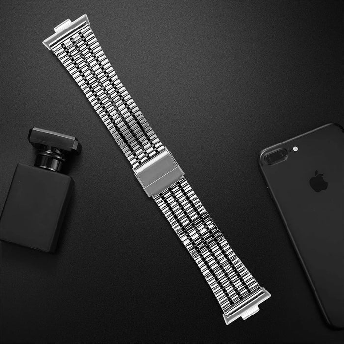 For Huawei Watch Fit 3 Band 316L Stainless Steel Replacement Strap - Silver / Black - 4