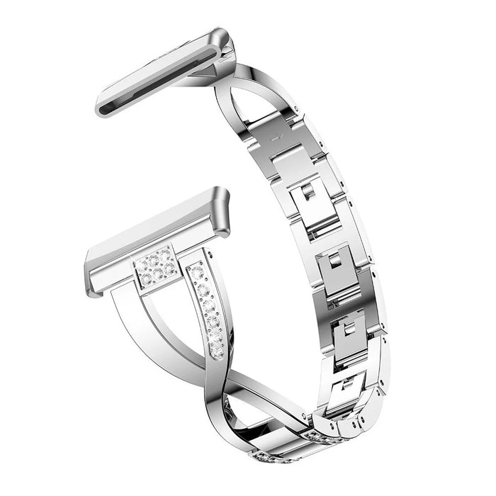 X Shape Rhinestone Decor Watch Band for Fitbit Versa 3 / Versa 4 / Sense / Sense 2 - Silver - 1