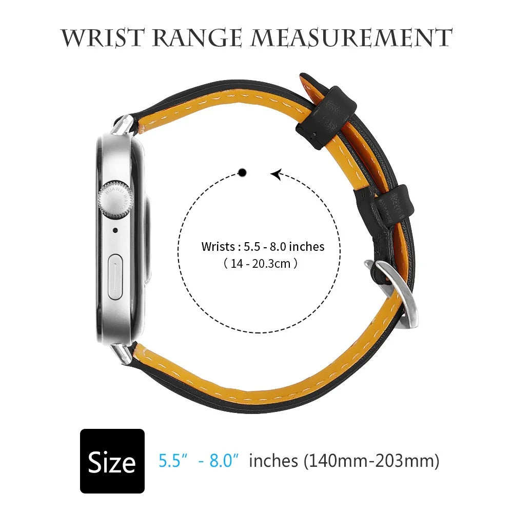 For Huawei Watch Fit 3 Watch Strap Genuine Cow Leather Band Stitching Lines - Black - 6