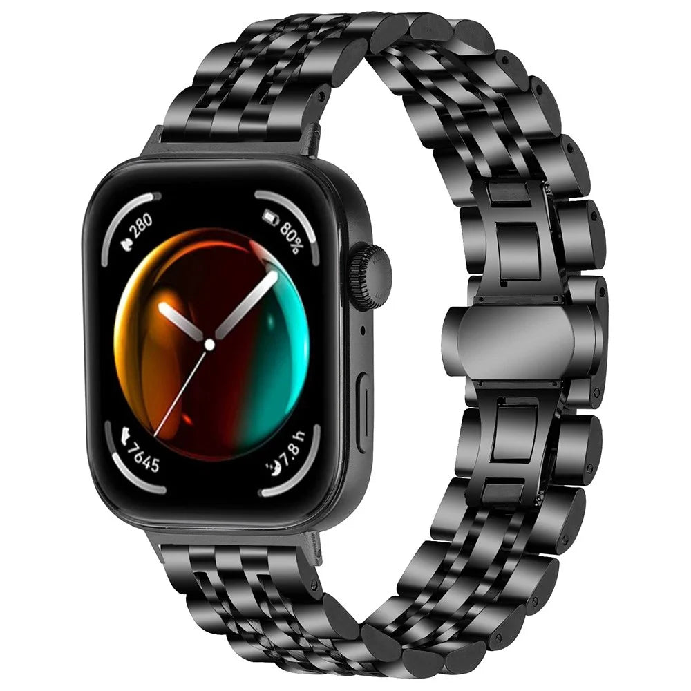 For Huawei Watch Fit 3 Band 316L Stainless Steel Metal Mesh Watch Strap, Black - 2