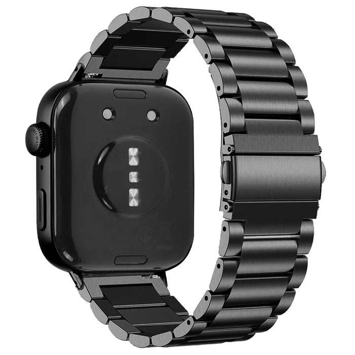 For Huawei Watch Fit 3 Watch Band Three-Bead Stainless Steel Mesh Strap - Black - 1