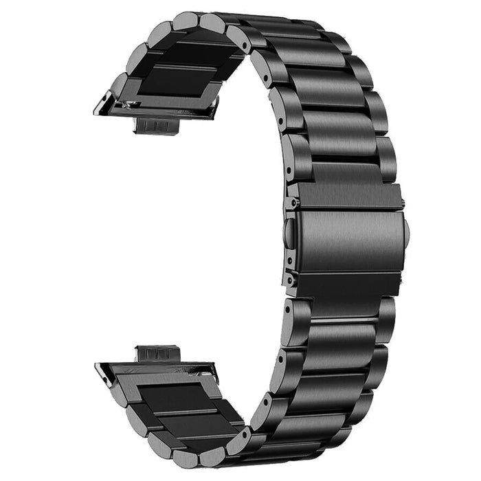 For Huawei Watch Fit 3 Watch Band Three-Bead Stainless Steel Mesh Strap - Black - 2
