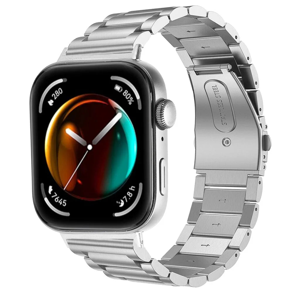 For Huawei Watch Fit 3 Stainless Steel Band Replacement Watch Strap - Silver - 4