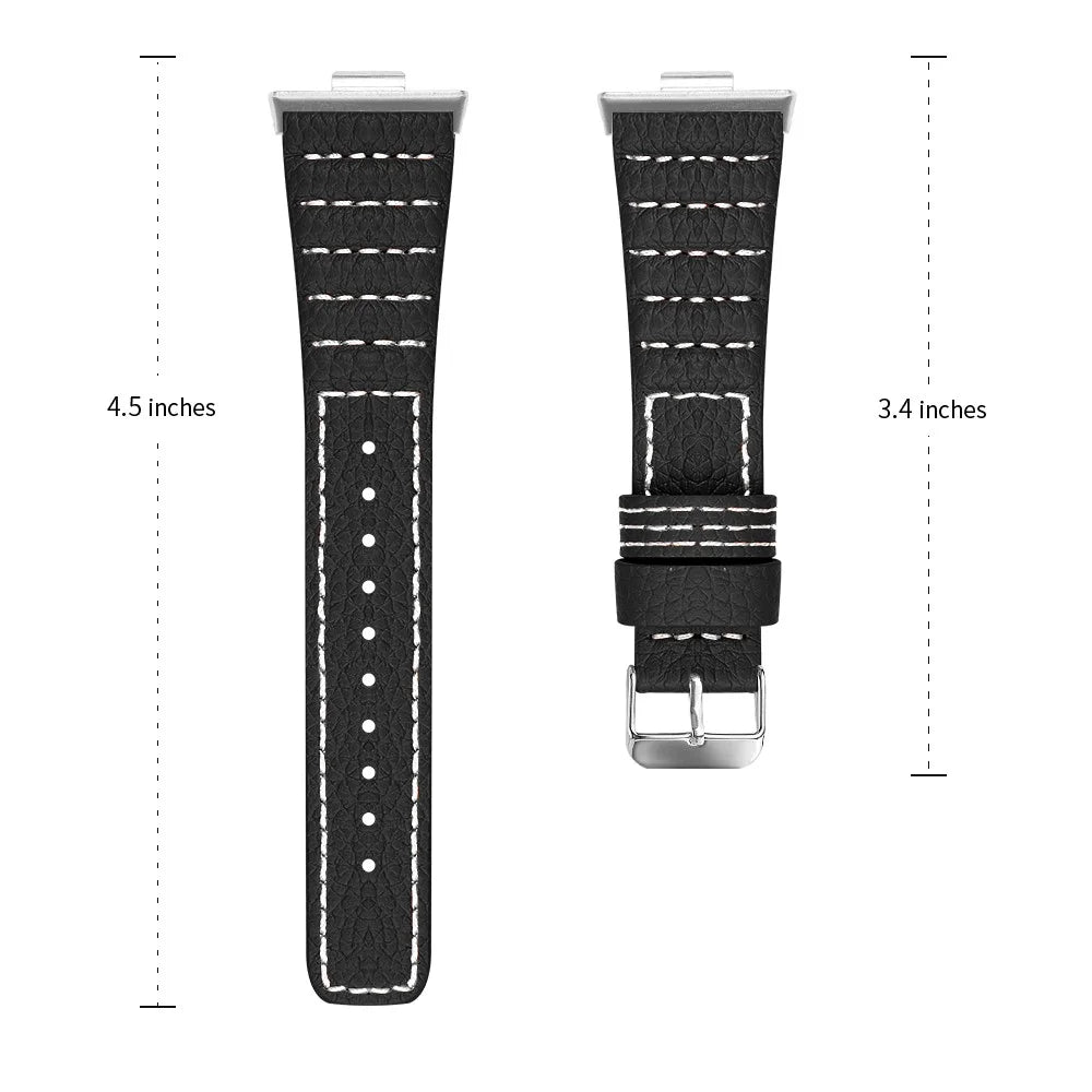 For Huawei Watch Fit 3 Watch Strap Stitching Lines Wave PU Leather Wrist Band - Black - 6