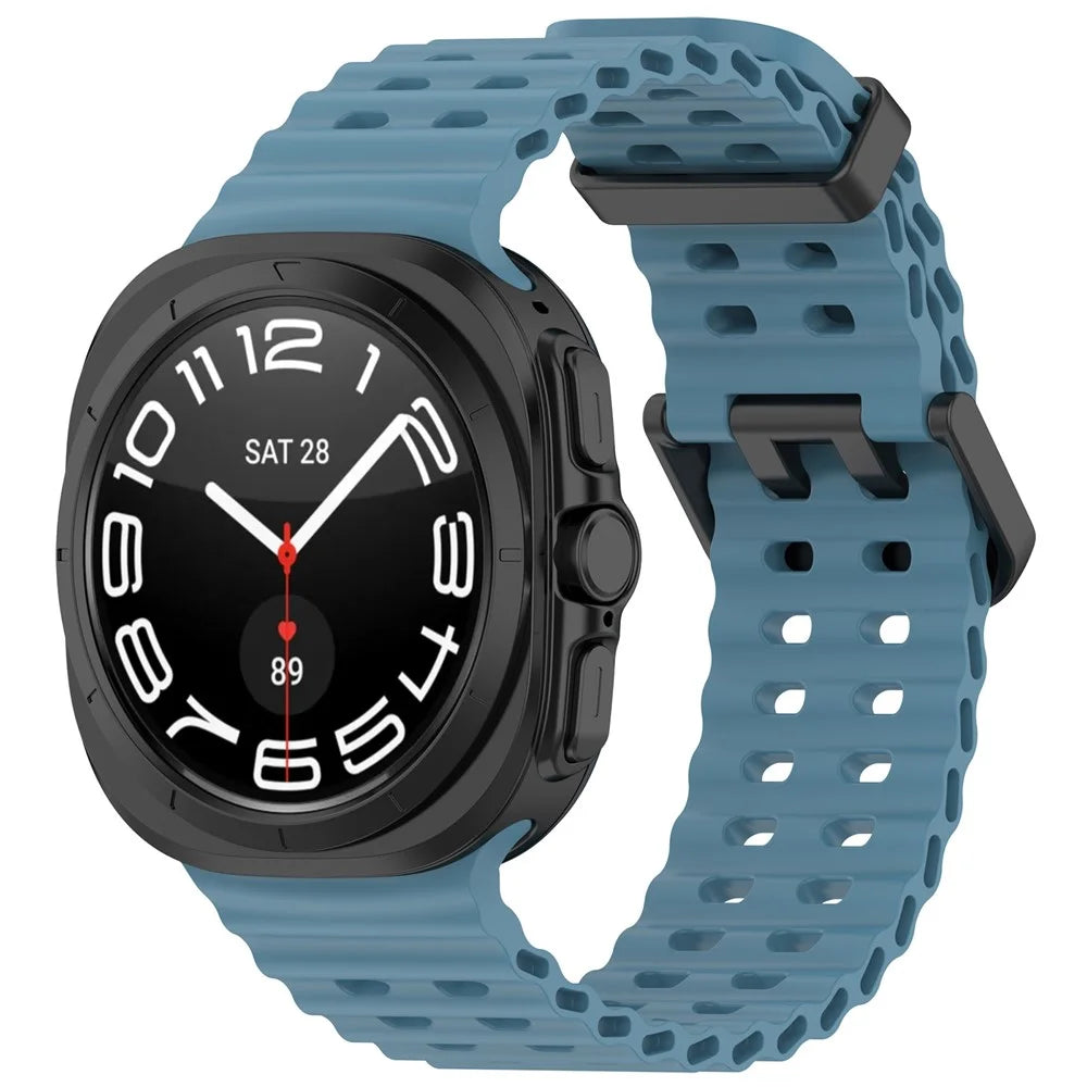 For Samsung Galaxy Watch Ultra2 47mm / Watch Ultra (2025) 47mm / Watch Ultra 47mm Silicone Watch Strap Dual Pins Buckle Sports Band - Blue - 4
